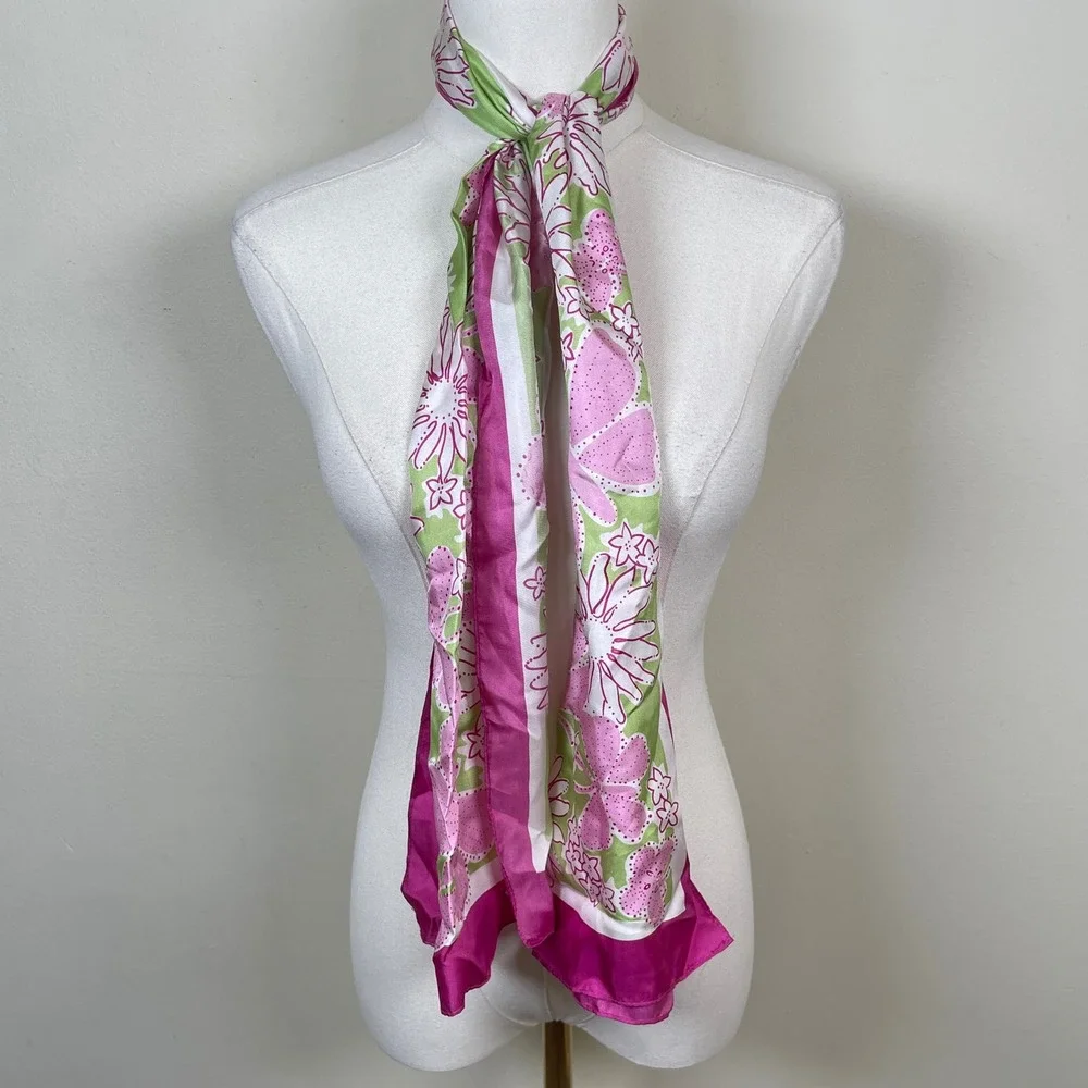 Lilly Pulitzer Scarf Ford Breast Cancer Awareness Pink Floral Silk Butterfly